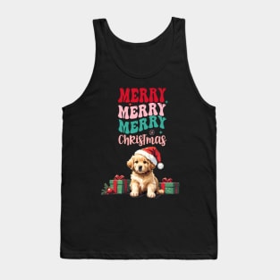 Merry Christmas Retriever Puppy Tank Top